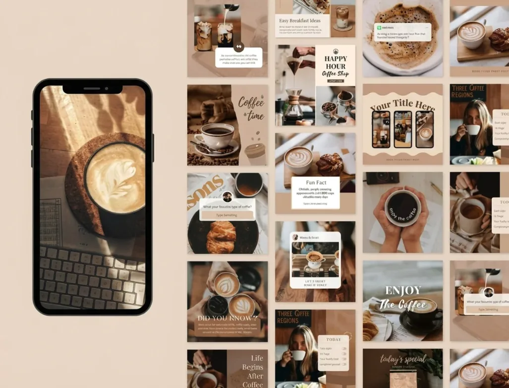 Smartphone affichant un feed Instagram cohérent et professionnel