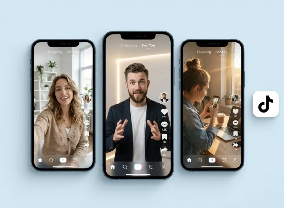 3 smartphones affichant des vidéos TikTok